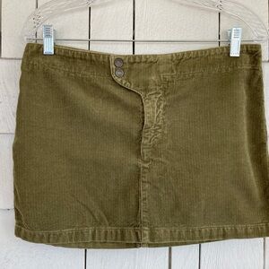 Olive Green Corduroy Benetton Mini Skirt Size 44